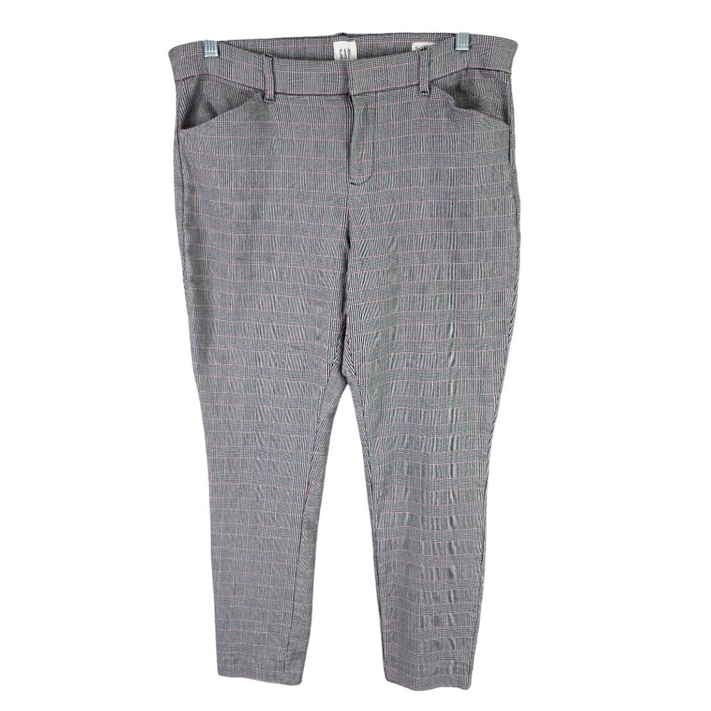 Womens Gap Signature Gray & Red Plaid Skinny Ankle Pants Rayon Blend Stretch 12